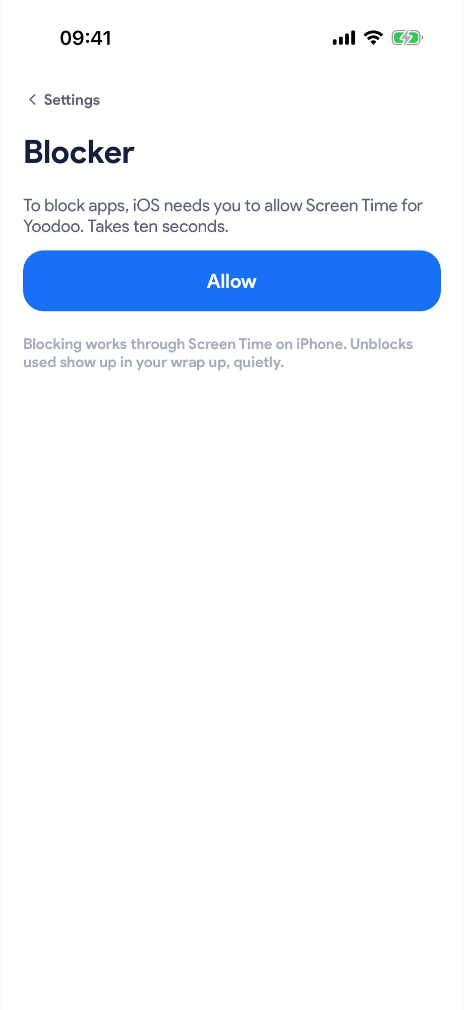 The blocker screen with schedules