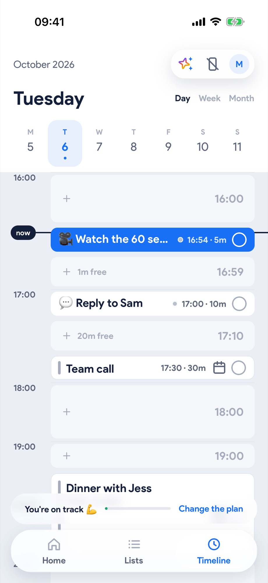 Calendar events on the Timeline