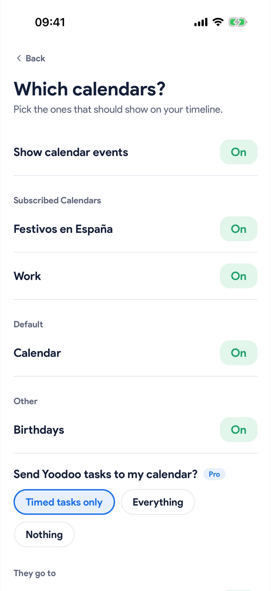 Choosing which calendars to bring in