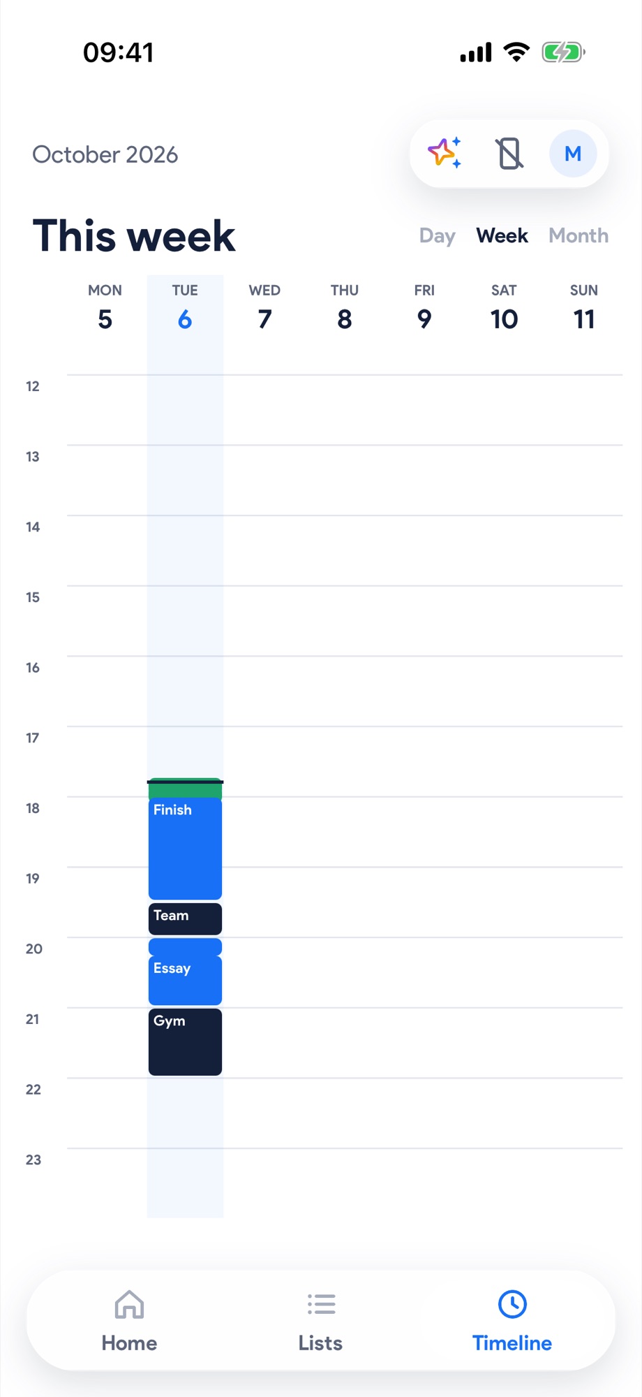 The Timeline in Week view